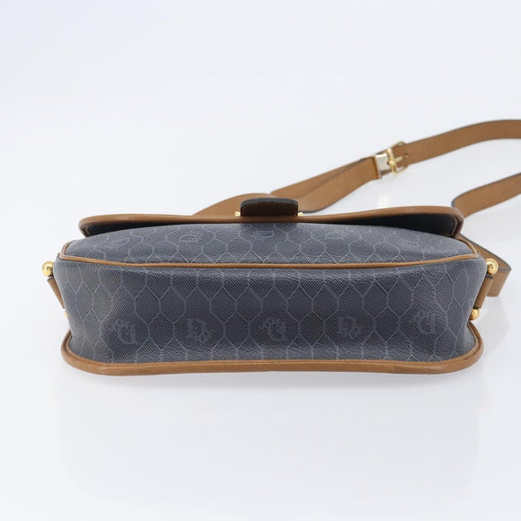 Christian Dior Honeycomb Canvas Shoulder Bag PVC Gold Blue Auth ep16154