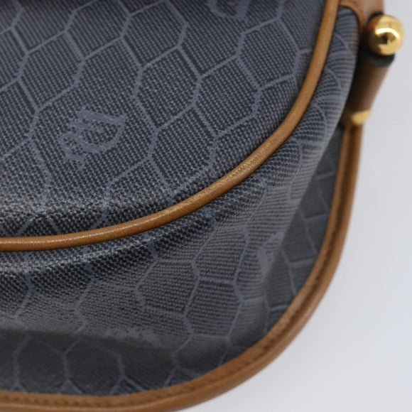 Christian Dior Honeycomb Canvas Shoulder Bag PVC Gold Blue Auth ep16154