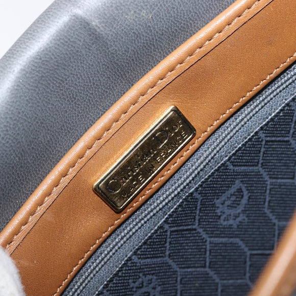 Christian Dior Honeycomb Canvas Shoulder Bag PVC Gold Blue Auth ep16154