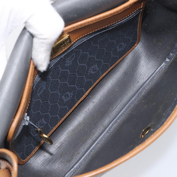Christian Dior Honeycomb Canvas Shoulder Bag PVC Gold Blue Auth ep16154