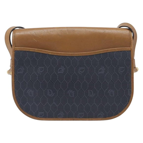 Christian Dior Honeycomb Canvas Shoulder Bag PVC Gold Blue Auth ep16154