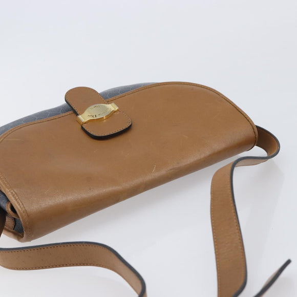 Christian Dior Honeycomb Canvas Shoulder Bag PVC Gold Blue Auth ep16154