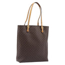 CELINE Macadam Canvas Hand Bag PVC Leather Brown Gold Auth ep16155-1