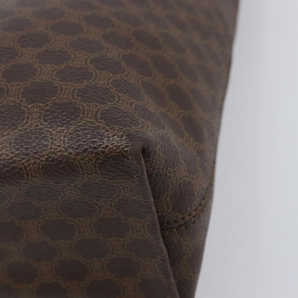 CELINE Macadam Canvas Hand Bag PVC Leather Brown Gold Auth ep16155