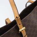 CELINE Macadam Canvas Hand Bag PVC Leather Brown Gold Auth ep16155-8
