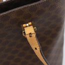 CELINE Macadam Canvas Hand Bag PVC Leather Brown Gold Auth ep16155-20