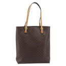 CELINE Macadam Canvas Hand Bag PVC Leather Brown Gold Auth ep16155-13