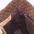 CELINE Macadam Canvas Hand Bag PVC Leather Brown Gold Auth ep16155-23
