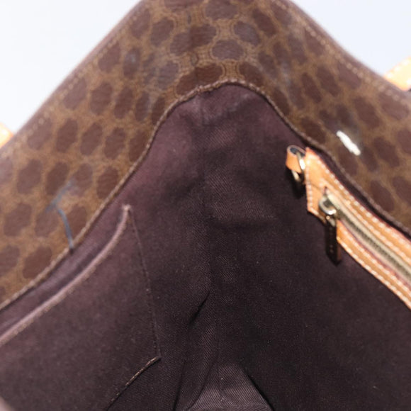 CELINE Macadam Canvas Hand Bag PVC Leather Brown Gold Auth ep16155