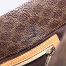 CELINE Macadam Canvas Hand Bag PVC Leather Brown Gold Auth ep16155-10