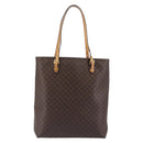 CELINE Macadam Canvas Hand Bag PVC Leather Brown Gold Auth ep16155-2