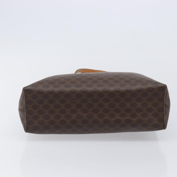 CELINE Macadam Canvas Hand Bag PVC Leather Brown Gold Auth ep16155
