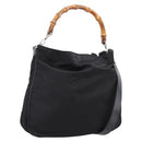 GUCCI Bamboo Hand Bag Nylon 2way Black Silver 001 1577 2615 Auth ep16156-1