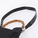 GUCCI Bamboo Hand Bag Nylon 2way Black Silver 001 1577 2615 Auth ep16156-16