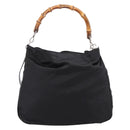 GUCCI Bamboo Hand Bag Nylon 2way Black Silver 001 1577 2615 Auth ep16156-13