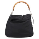GUCCI Bamboo Hand Bag Nylon 2way Black Silver 001 1577 2615 Auth ep16156-2
