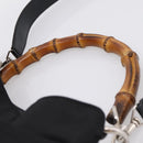 GUCCI Bamboo Hand Bag Nylon 2way Black Silver 001 1577 2615 Auth ep16156-15