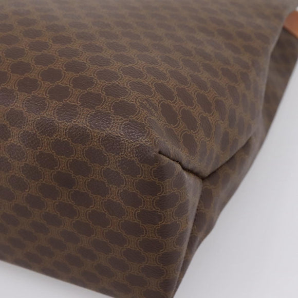 CELINE Macadam Canvas Tote Bag PVC Leather Brown Gold Auth ep16157