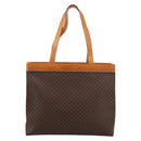 CELINE Macadam Canvas Tote Bag PVC Leather Brown Gold Auth ep16157-13