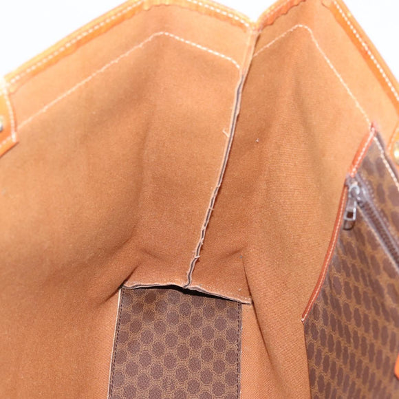 CELINE Macadam Canvas Tote Bag PVC Leather Brown Gold Auth ep16157