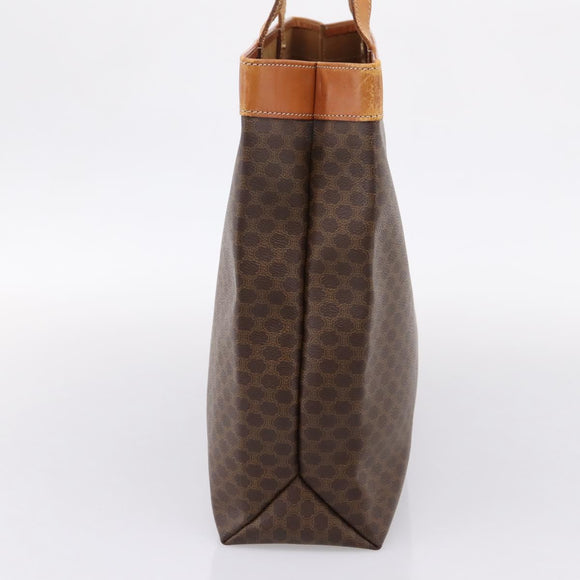 CELINE Macadam Canvas Tote Bag PVC Leather Brown Gold Auth ep16157