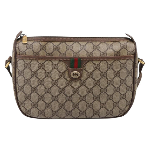 GUCCI GG Supreme Web Sherry Line Bag PVC Beige Gold 89 02 077 Auth ep16159