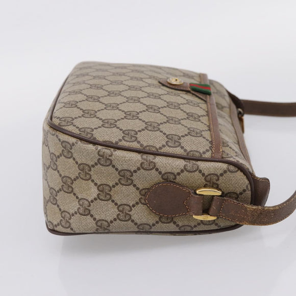 GUCCI GG Supreme Web Sherry Line Bag PVC Beige Gold 89 02 077 Auth ep16159