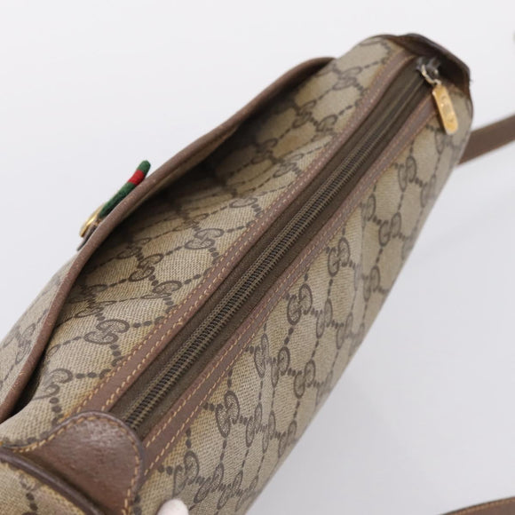 GUCCI GG Supreme Web Sherry Line Bag PVC Beige Gold 89 02 077 Auth ep16159