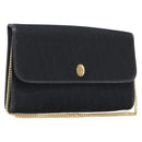 Christian Dior Trotter Canvas Chain Shoulder Bag Black Gold Auth ep16160-1
