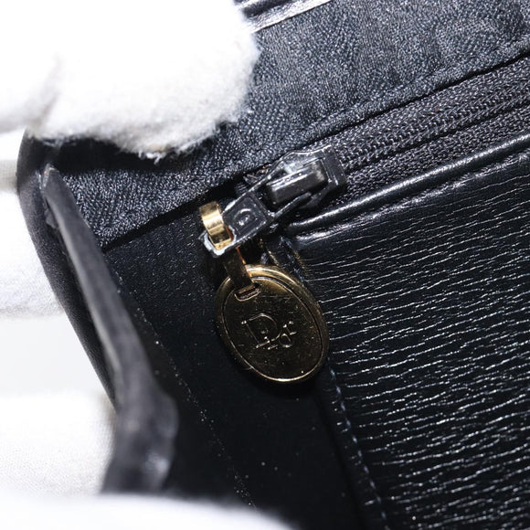 Christian Dior Trotter Canvas Chain Shoulder Bag Black Gold Auth ep16160