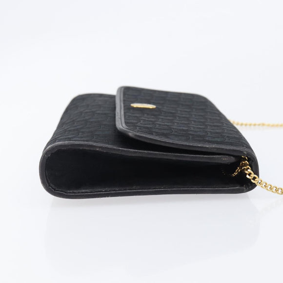 Christian Dior Trotter Canvas Chain Shoulder Bag Black Gold Auth ep16160