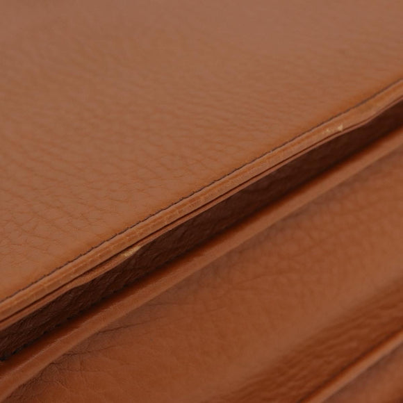 Burberrys Business Bag Leather Brown Gold Auth ep16161