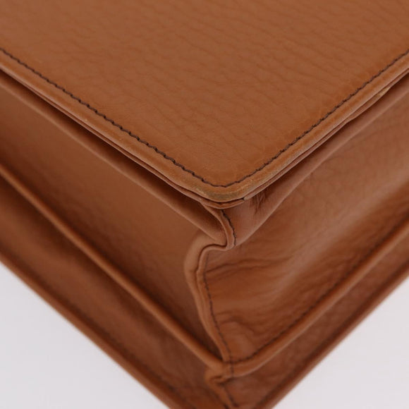 Burberrys Business Bag Leather Brown Gold Auth ep16161