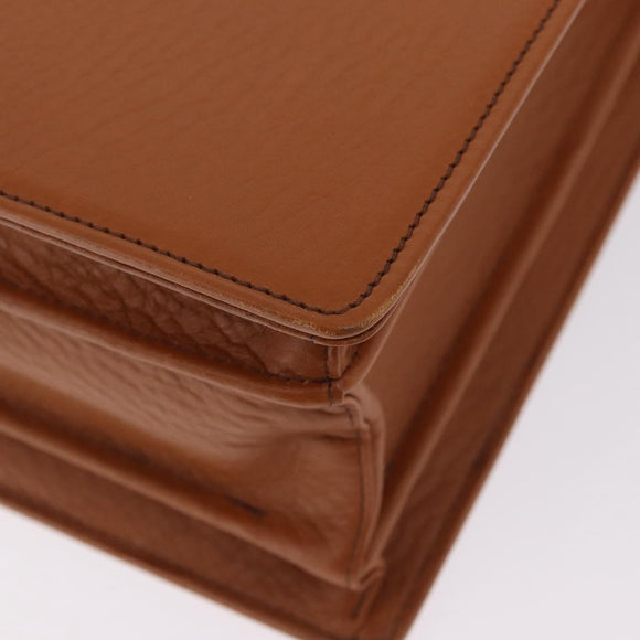 Burberrys Business Bag Leather Brown Gold Auth ep16161