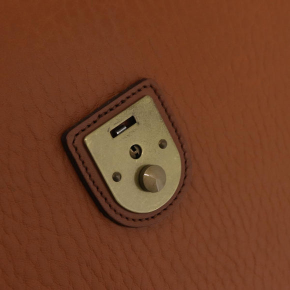 Burberrys Business Bag Leather Brown Gold Auth ep16161