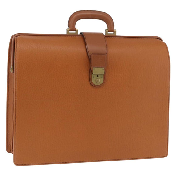 Burberrys Business Bag Leather Brown Gold Auth ep16161