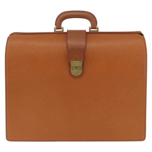 Burberrys Business Bag Leather Brown Gold Auth ep16161