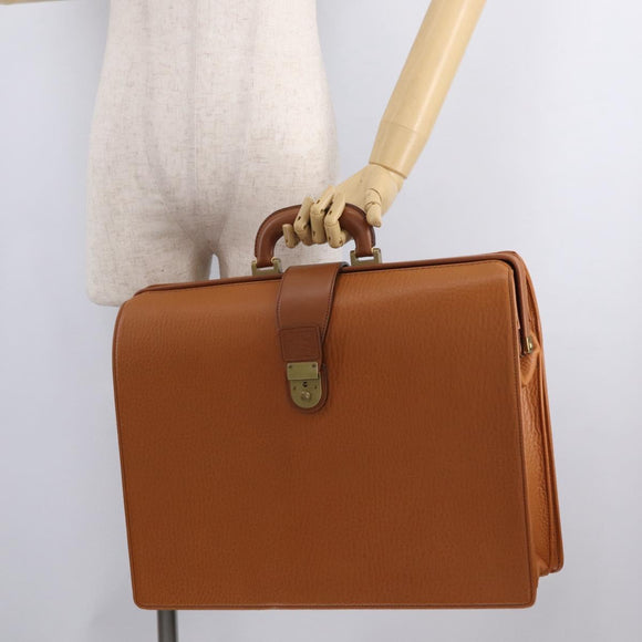 Burberrys Business Bag Leather Brown Gold Auth ep16161