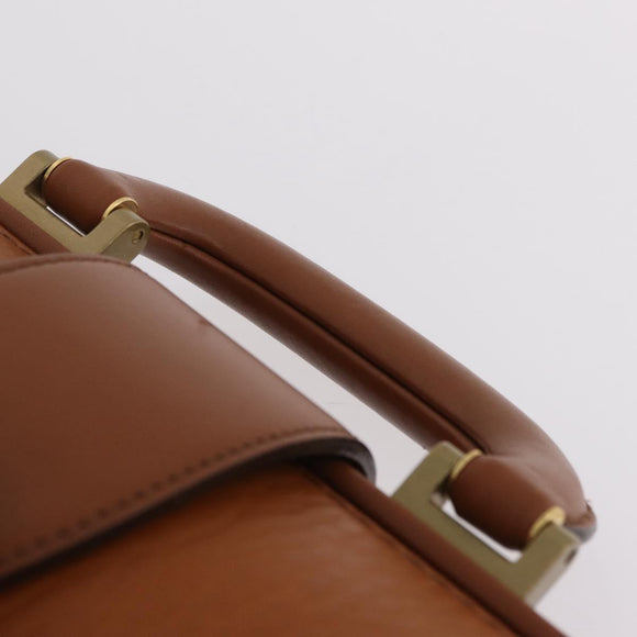 Burberrys Business Bag Leather Brown Gold Auth ep16161