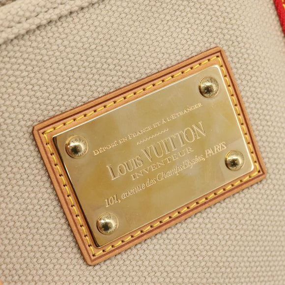 LOUIS VUITTON Antigua Cabas MM Tote Bag Canvas Beige Red M40035 LV Auth ep16163V