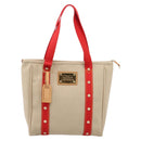 LOUIS VUITTON Antigua Cabas MM Tote Bag Canvas Beige Red M40035 LV Auth ep16163V-13