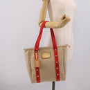 LOUIS VUITTON Antigua Cabas MM Tote Bag Canvas Beige Red M40035 LV Auth ep16163V-22