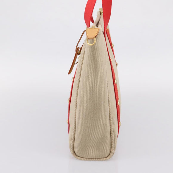LOUIS VUITTON Antigua Cabas MM Tote Bag Canvas Beige Red M40035 LV Auth ep16163V