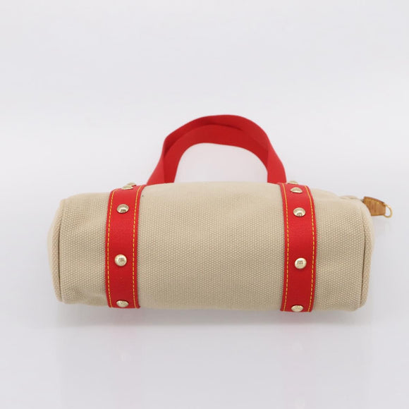 LOUIS VUITTON Antigua Cabas MM Tote Bag Canvas Beige Red M40035 LV Auth ep16163V