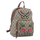GUCCI GG Supreme Web Sherry Line Backpack PVC Beige Gold 427042 Auth ep16166A-1