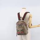 GUCCI GG Supreme Web Sherry Line Backpack PVC Beige Gold 427042 Auth ep16166A-28