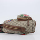GUCCI GG Supreme Web Sherry Line Backpack PVC Beige Gold 427042 Auth ep16166A-4