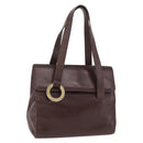 CELINE Hand Bag Leather Brown Gold Auth ep16168-1