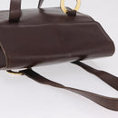 CELINE Hand Bag Leather Brown Gold Auth ep16168-16