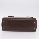 CELINE Hand Bag Leather Brown Gold Auth ep16168-8